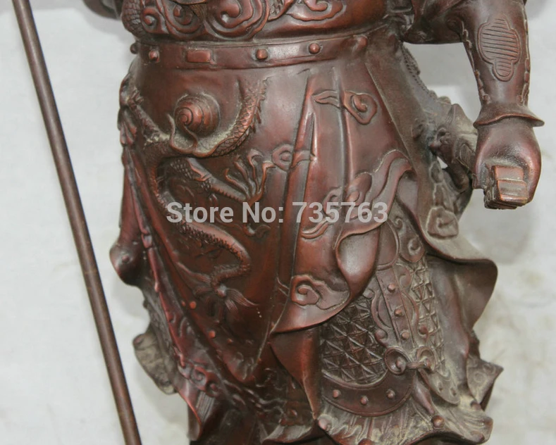 Xiuli 001482 4" Китайский народный Бронзовый общий Guan Gong Yu воин Бог Одежда дракон халат статуя