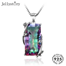 Jellystory, серебро 925, ювелирное ожерелье с прямоугольным топазом, подвески из драгоценных камней для женщин, свадебные, Помолвочные, вечерние, подарок