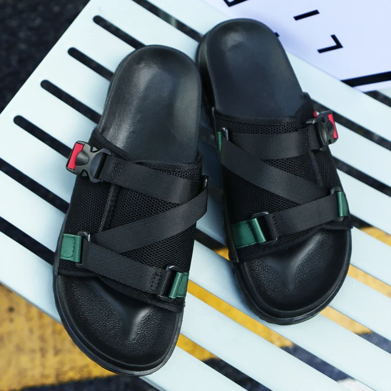 

Hot Sale Beach Slippers Men Mesh Breathable Men Flats Slippers Comfortable Soft Man Slippers Designer Large Size Slippers Mens