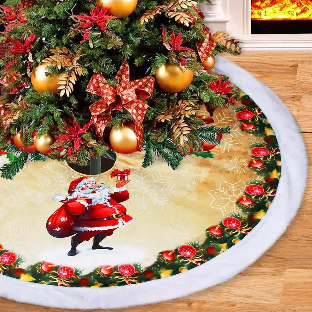 98 см Рождественская фланелевая юбка с принтом дерево коврик с рождественским дизайном под елку украшения для вечерние юбки с орнаментом - Цвет: Bell old man