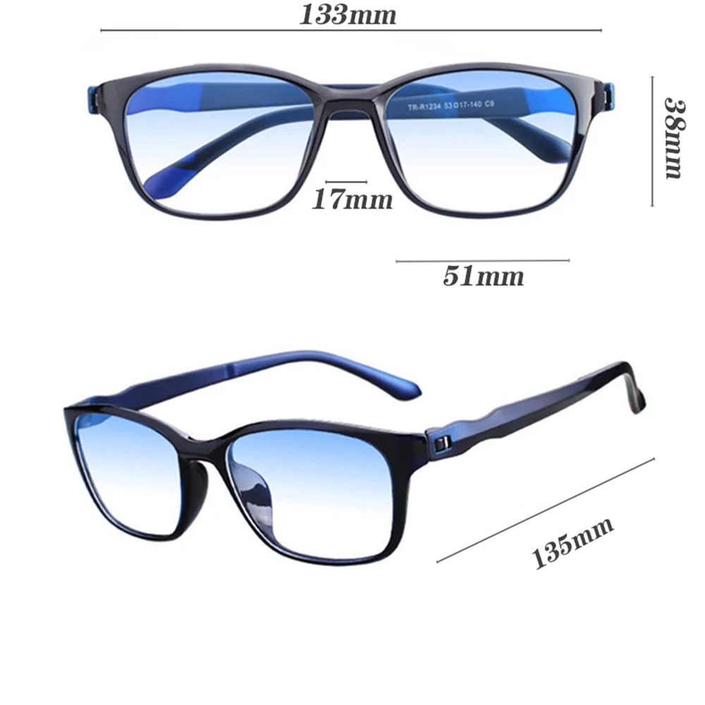 IENJOY Blue Light Glasses Square Reading Glasses TR Reading Glasses Men Blue Light Reader Antifatigue Computer Eyewear 1.0-4.0
