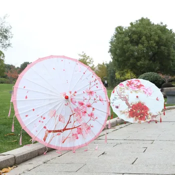 

Art Umbrella Chinese Silk Cloth Umbrella Classical Style Decorative Oil Paper Painted Parasol Umbrella For Photography Props Umb