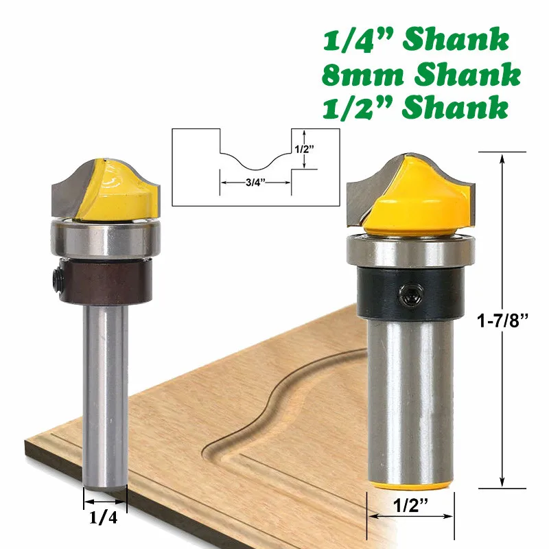 

1/2" 8mm Shank Milling Cutter Woodwork Faux Panel Ogee Router Bit Arc-shaped Riving Bit Tungsten Carbide Woodworking MC01016