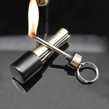 

Creative Outdoor Waterproof Flint Fire Starter Lighter Permanent Match Striker Portable Survival Tool Lighter With Keychains