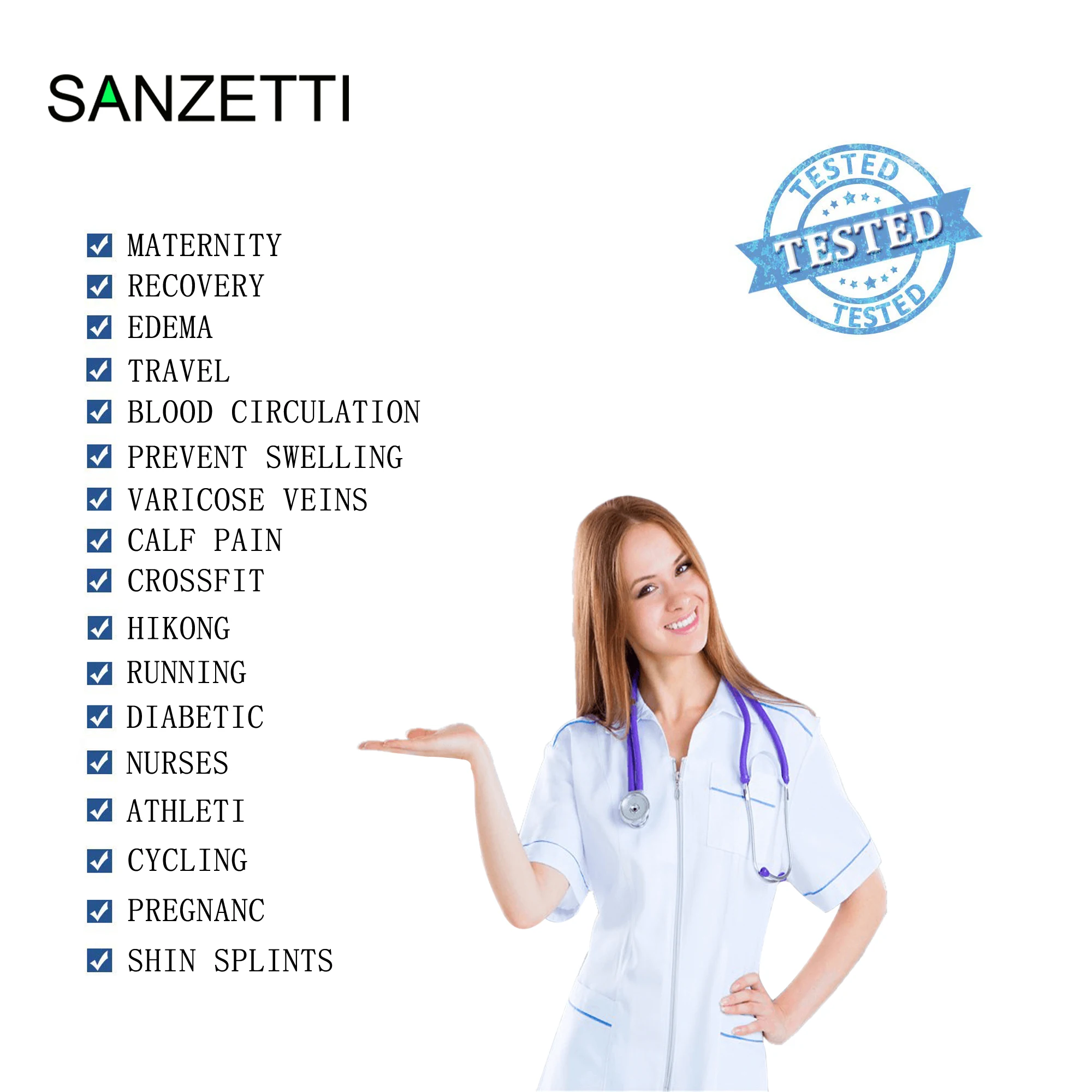 SANZETTI/2 пары в партии, женские эластичные компрессионные хлопковые носки с животным принтом, гольфы ниже колена, Длинные Веселые носки с защитой от усталости