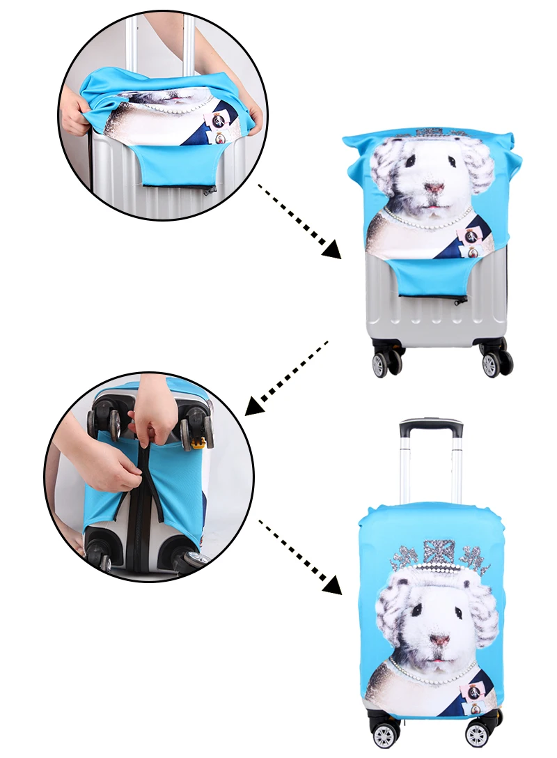 Утолщенный 3D защитный чехол для багажа в виде животного для путешествий, водонепроницаемый эластичный чехол для чемодана 18-32 дюймов, S-XL