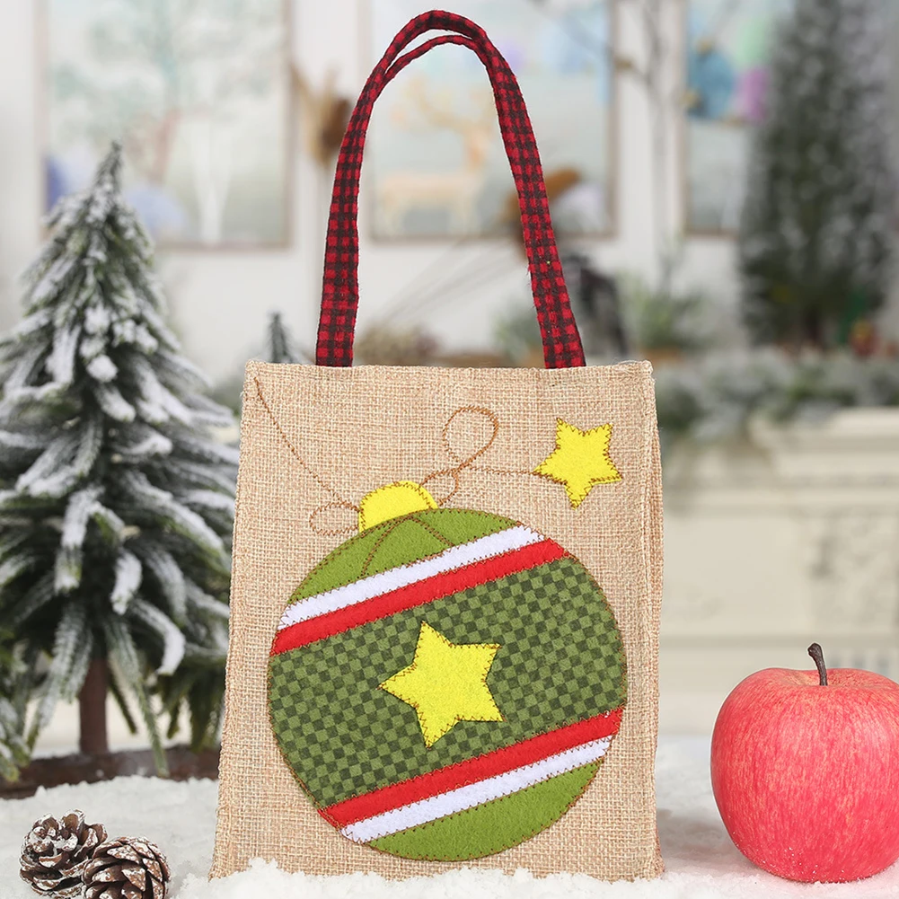 Рождественский льняной стикер вышитый Подарочный мешок мультфильм мешок для конфет Рождество украшение сумочка