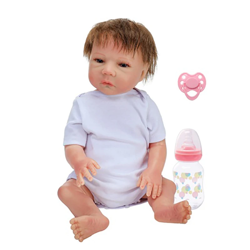 New 18" Cute Full Silicone Simulation Reborn Baby Doll Handmade Lifelike Doll 