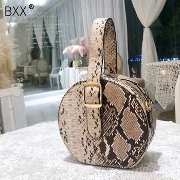 

[BXX] Snake PU Leather Bucket Bags For Women 2020 Brand Designer Crossbody Shoulder Messenger Bag Lady Travel Handbags HI929