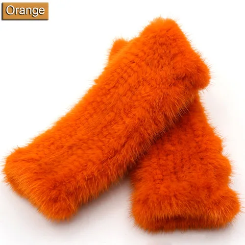 Orange Женские меховые перчатки из натуральной норки женские вязаные варежки из натурального меха норки брендовые меховые перчатки высокого качества s - Цвет: Orange