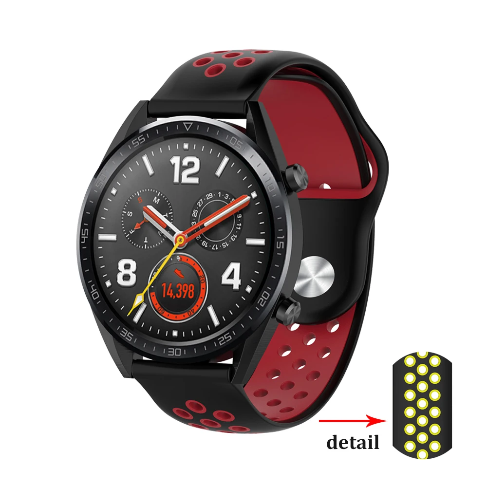 Huawei watch gt ремешок для samsung gear S3/Galaxy watch 46 мм/Amazfit bip/Honor magic Двухцветный силиконовый браслет на запястье