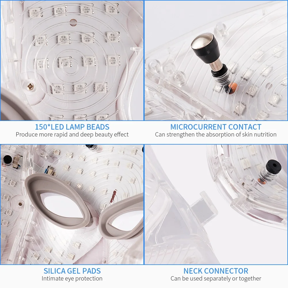 Online LED Mask For Face Neck EMS Micro current Anti Wrinkle Acne Removal Skin Rejuvenation Electric Facial Beauty Machine