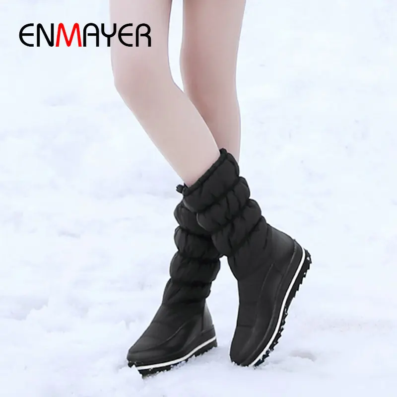 ENMAYER/2019Slip-On/Женская обувь с круглым носком Роскошная Зимние ботинки Женские