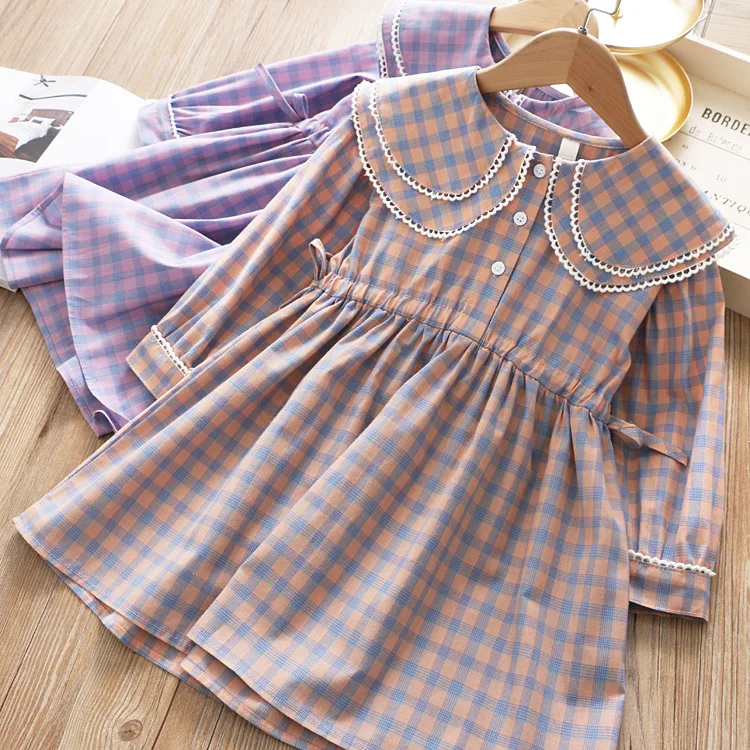 Хлопковые Платья для девочек; коллекция года; весенняя одежда для девочек оптом; милые хлопковые платья в клетку для малышей; милое детское платье; 5 шт. в партии