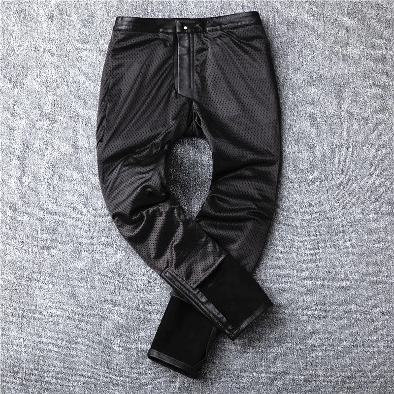 Men's Motorcycle Riding genuine Leather Motorcycle Pants 3