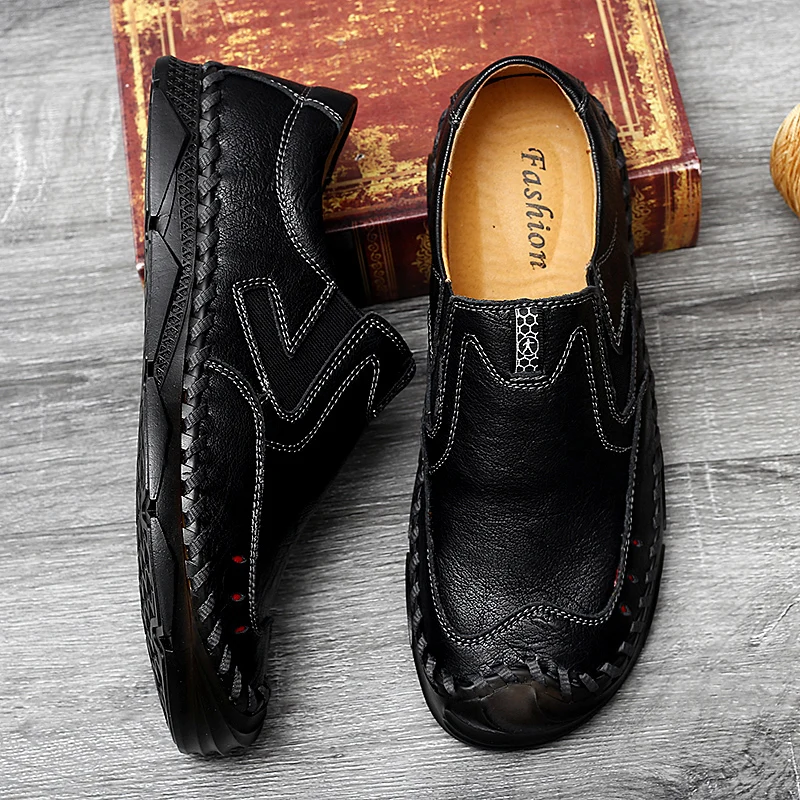  Mens Loafers Handmade Leather Mens Casual Shoes Autumn Comfortable Mens Designer Shoes Men Classic Zapatillas Hombre