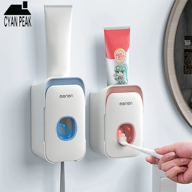 

Automatic Toothpaste Dispenser Toothbrush Holder Wall Mounted Rack Toothpaste Squeezer Bathroom Accessories Set Storage Rack