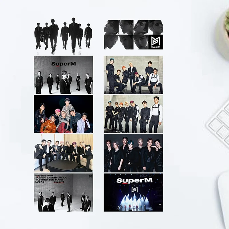 10Pcs/Set Kpop SuperM All Members Personal Customized Card Team Crystal Card Sticker Kun Photocard Stickers Fans Gifts