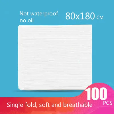 80CM 180CM WHITE Одноразовое Постельное белье Красота салон, отель массаж не Водонепроницаемый и маслонепроницаемый путешествия Воздухопроницаемый нетканый материал детские матрас - Color: 80CM 180CM WHITE