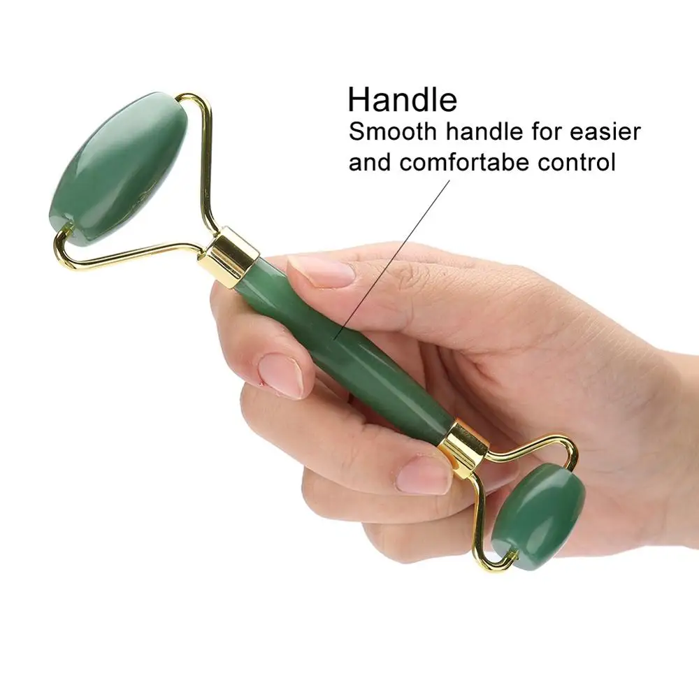 Rose Quartz Roller Slimming Face Massager Lifting Tool Natural Jade Facial Massage Roller Stone Skin Massage Beauty Care Set Box