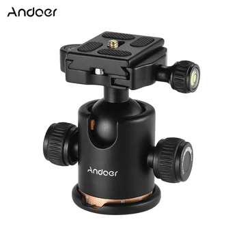 

Andoer Camera Tripod Ball Head Aluminum Alloy Ballhead with Quick Release Plate 1/4" Screw for Various Tripods Ball Head
