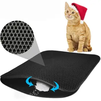 

Waterproof Pet Cat Litter Mat Foldable Double-Layer Cats Mat Bottom Non-slip Pet Supplies Cat Mat Layer Pet Litter Catcher Mat