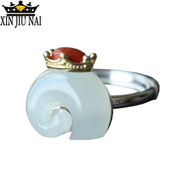 

Tempering and fashionable crown jade female ring opening Royal nobility Luxury Exquisite Charms Creative Feast party accessories