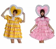 

Adult Cross Dressing Baby Girl Maid Satin Big Heart Fake Mother Dress Role Play Dress