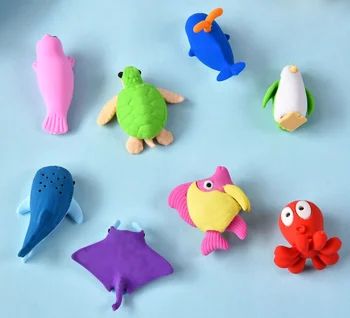 

Eraser Set TPR rubber Cute Sea animal whale penguin turtle dolphin Pencil Erasers Stationery Kids Gifts school supplies prize