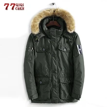Мужские зимние пуховики, толстая теплая куртка, повседневное пальто с меховым воротником и капюшоном, военная ветровка, куртки, пальто, мужская одежда