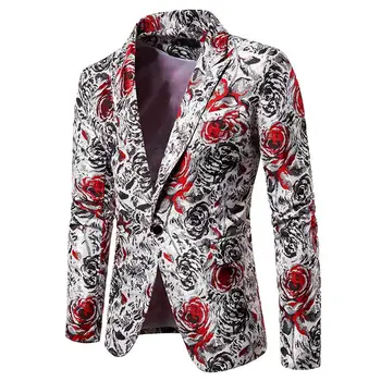 

Men's Blazers and Suit Jackets Rose costumes Social Tuxedos Mens Blazer Jacket Slim fit Unique design Red Blue