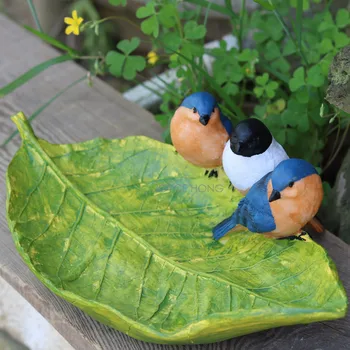 

1pc Garden Decor Birds Feeder Outdoor Bird Feeder Bath Bowls Birdfeeder Garden Decor with 3 Birds