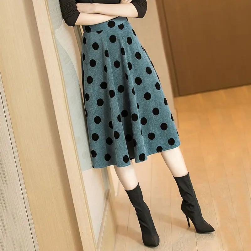 Jupe Femme Falda Mujer saia зимняя зеленая юбка в черный горошек Faldas Mujer Moda женские юбки