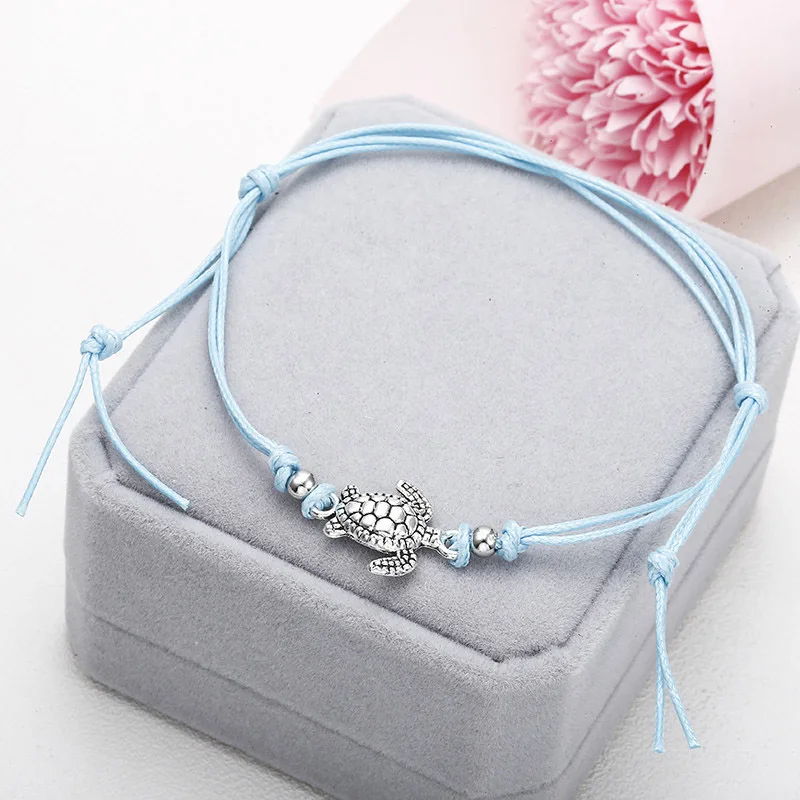 

Boho Anklet for Women Fashion Black White Wax String Lacing Foot Jewelry Beads Bracelet Fashion Beach Jewelry