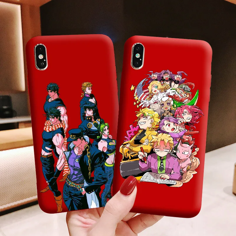 JOJO 39 s причудливые Приключения японский чехол для телефона аниме для iPhone 11 Pro 7 8 6 plus 6s X XS max XR 5 5S SE Deep red Fundas Coque