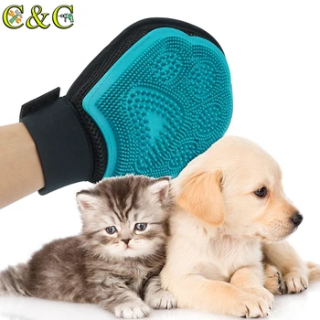 

New Efficient Pet Grooming Gloves Massage Mitt Hair Removers Fur Collecting Shedding Tools for Dog & Cat