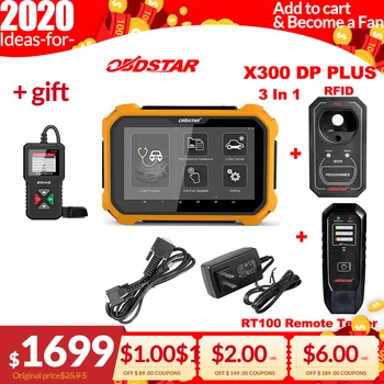 

Auto OBDSTAR X300 DP Plus ECU Programming for Toyota Key Immobiliser Odometer with adapter give Gift code reader YA101