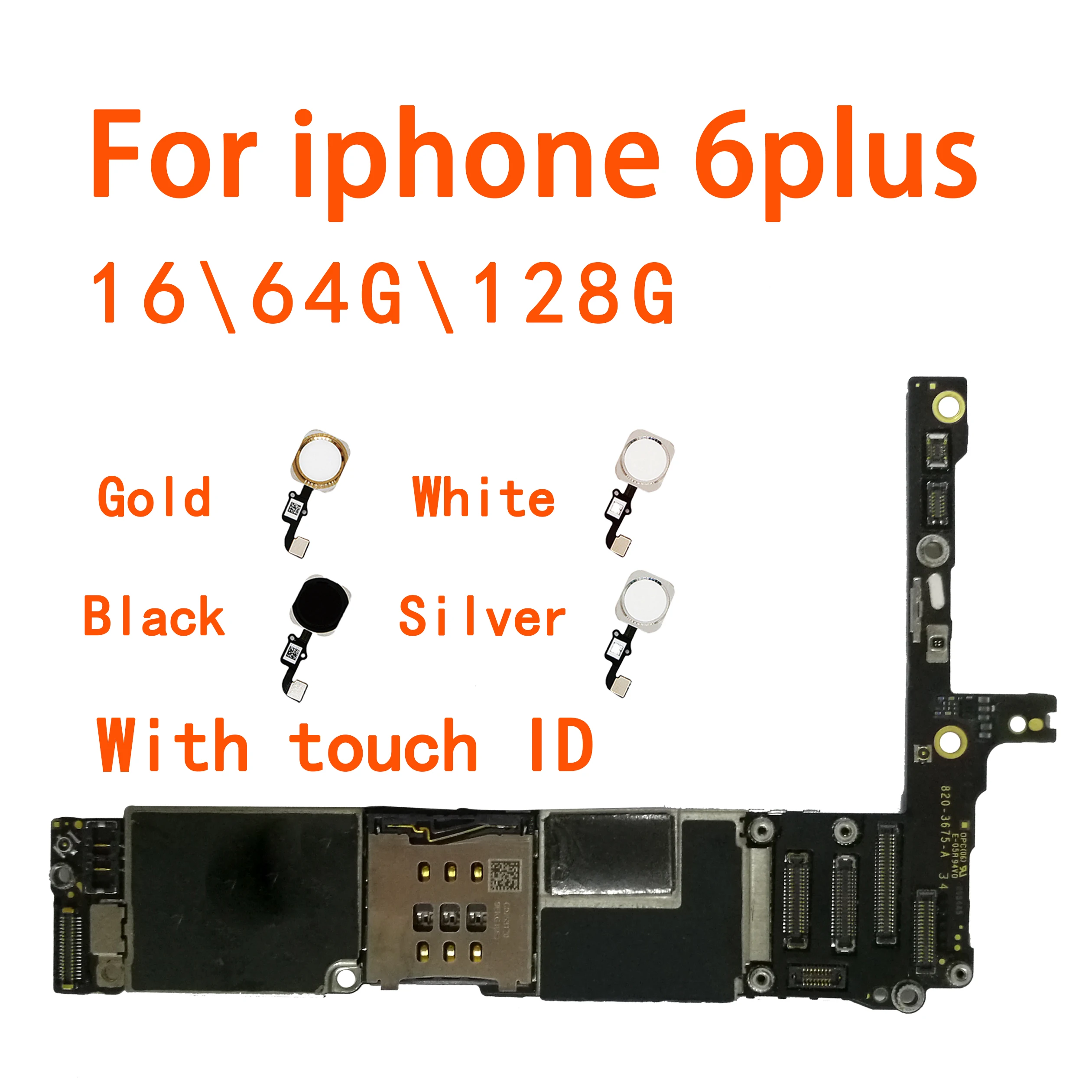 

Factory unlocked for iphone 6 plus Motherboard With Touch ID/Without Touch ID,Original for iphone 6P Mainboard 16GB 64GB 128G