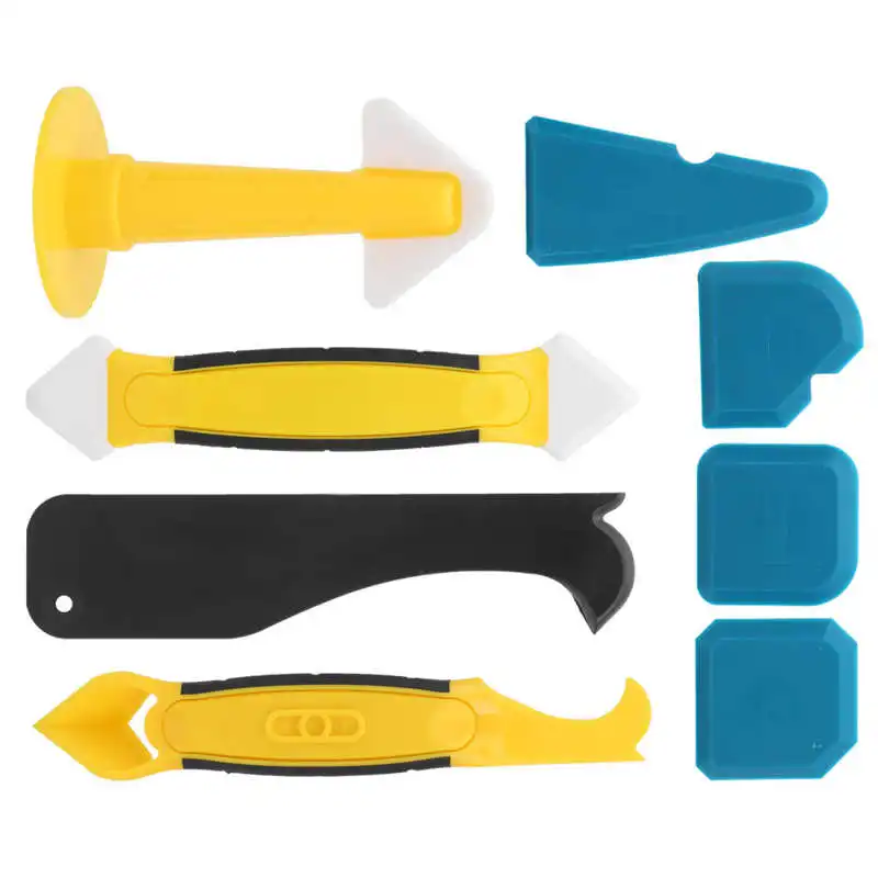 8Pcs Plastic+Silicone Sealant Scraper Finisher Tool Portable Silicone Multifunctional Spatula Shovel 6