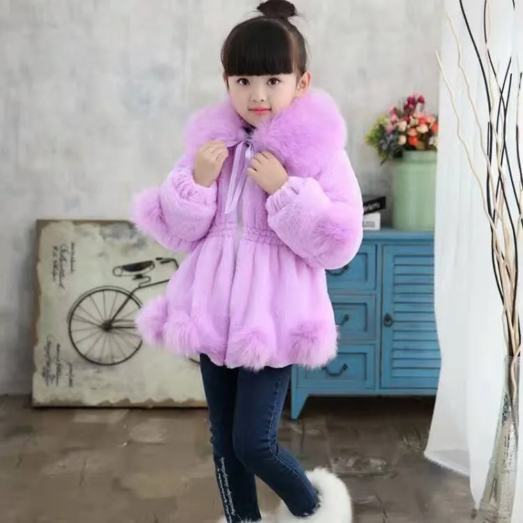 

Female Baby Winter Thick Cotton-padded Clothes 1-3 a 5-6-Year-Old Children Mid-length Wool Sweater Western Style Imitation Fur C