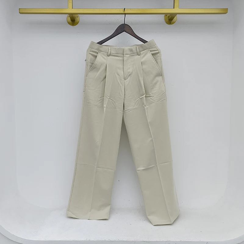 IEFB Autumn New Wide-leg Mop Pants For Men Korean Streetwear Fashion Loose Straight High Rise Pants Casual Trousers 9Y3527 casual pants