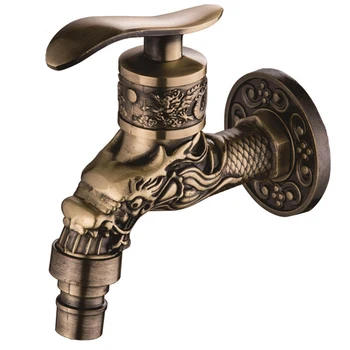 

Washing Machine Faucet Retro Vintage Carved Home Sink Garden Single Faucet Water Tap TN88