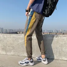 Осенние новые рабочие штаны мужские модные популярные цветные повседневные хлопковые комбинезоны мужские уличные свободные спортивные штаны в стиле хип-хоп