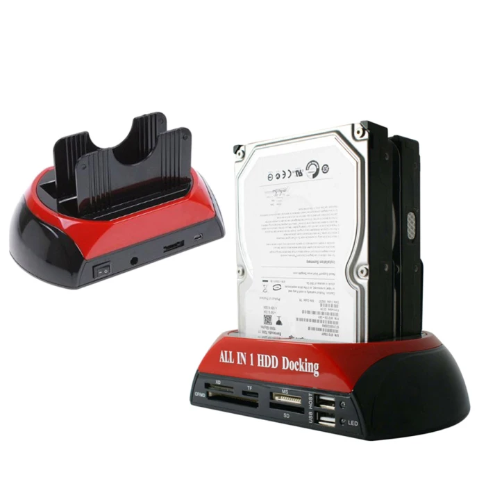 Все в 1 IDE SATA HDD док-станция Dual USB 3,0 картридер LSMK99