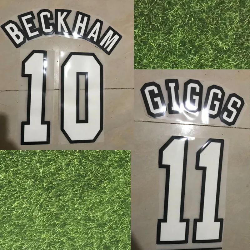 

Retro Nameset Beckham Nameset Giggs Printing Lextral Iron Soccer Patch Badge