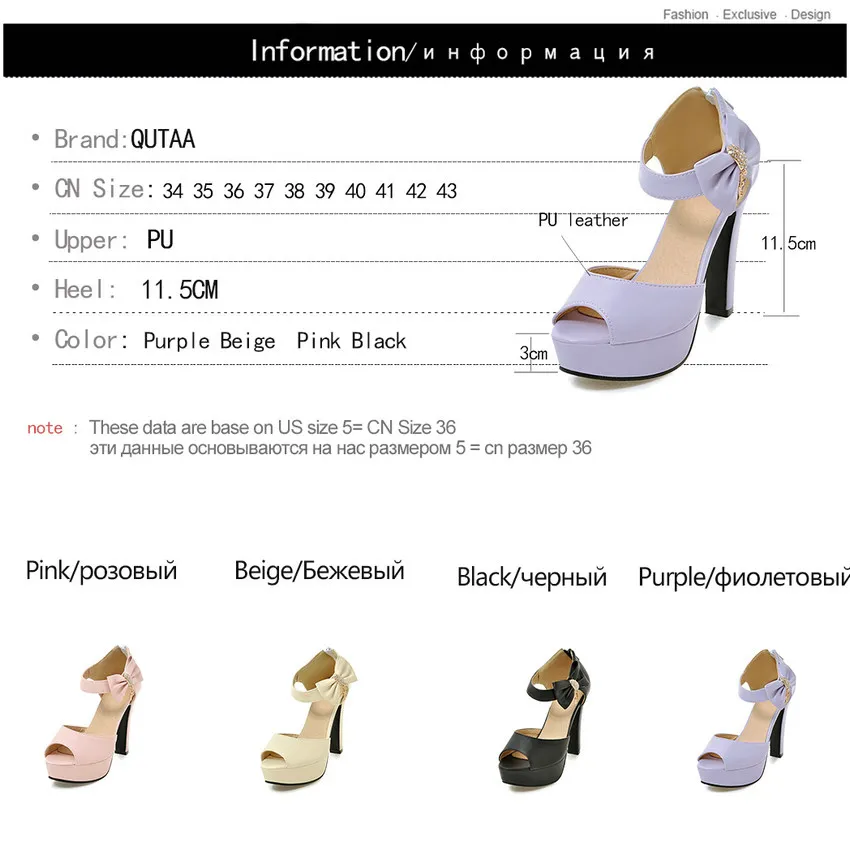 Женские туфли лодочки QUTAA элегантные летние на платформе из искусственной кожи