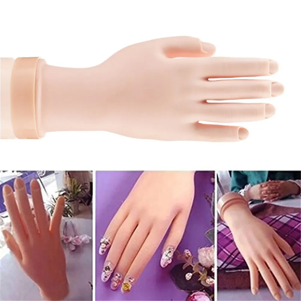 

1Pcs Flexible Soft Plastic False Hand Model Nail Arts Painting Practice Manicure Tool Nail Art Fake Hand for Training Nail Salon