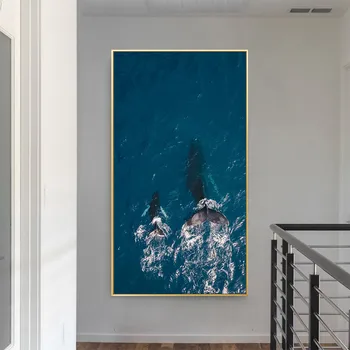 

Sea Ocean Canvas Wall Art Painting Whale Fall In Love Prints Pictures Animal Posters Cuadro for Living Room Bedroom