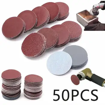 

50pcs 2inch Sandpaper Polishing Sandpaper Set 50mm Loop Sandpaper Abrasives Hook Polished Set Sandpaper Backer Shank P6L8