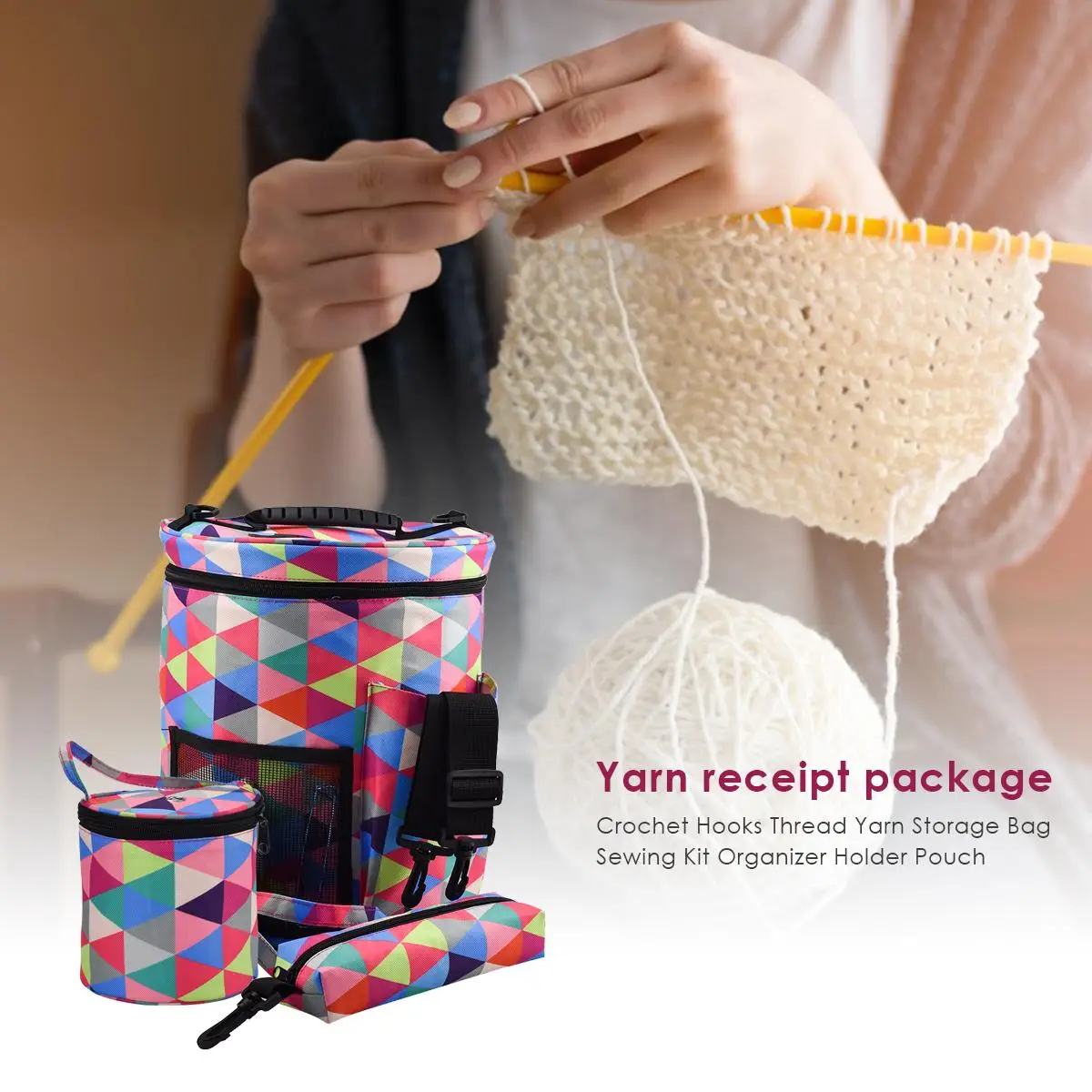 

1PC/3pcs Portable Knitting Yarn Crochet Bag Holder Tote Organizer Storage Hook & Knitting Needle DIY Needlework Bag